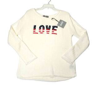 NWT Marled Reunited Sweater Stars and Stripes White Cream Large